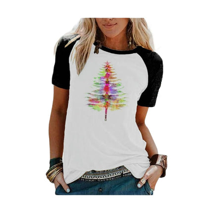 Raglan Short Sleeve T Shirts for Women Crew Neck Summer Color Block Loose Tops