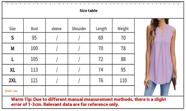 Sleeveless Tank Tops for Women V Neck Casual Summer Chiffon Shirts