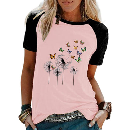 Womens Raglan Short Sleeve Crewneck Shirts Loose Casual Tee T-Shirt