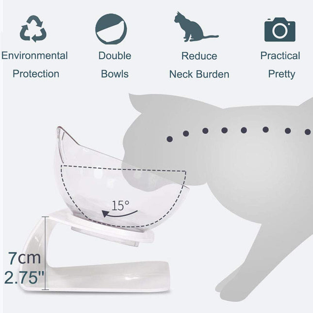 Cat Food Bowl, Double Food Water Dish Feeding Bowls for Cats and Small Dogs with Raised Stand