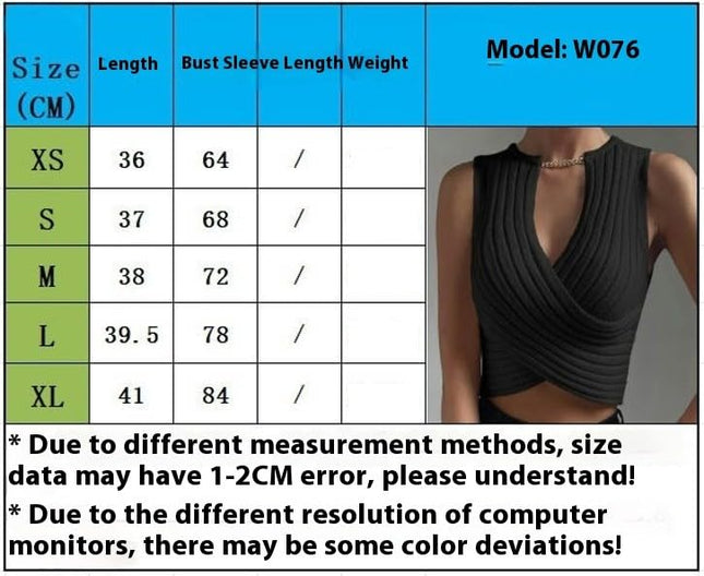 Women's Summer Casual Sleeveless Deep V Neck Knit Wrap Crop Tank Top