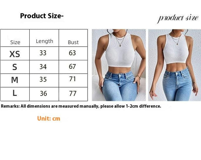 Women's Summer Crew Neck Tank Tops Sleeveless Cropped Ribbed Slim Fit Tops