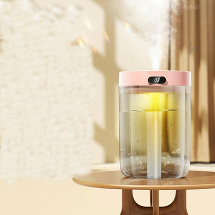 Large Capacity Double Spray Humidifier-Home Bedroom Office Night Light Digital Display Humidifier
