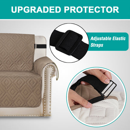 Reversible Sofa Slipcover Furniture Protector Water Resistant 2 Inch Wide Elastic Straps Sofa Cover Couch Covers for Pets Kids