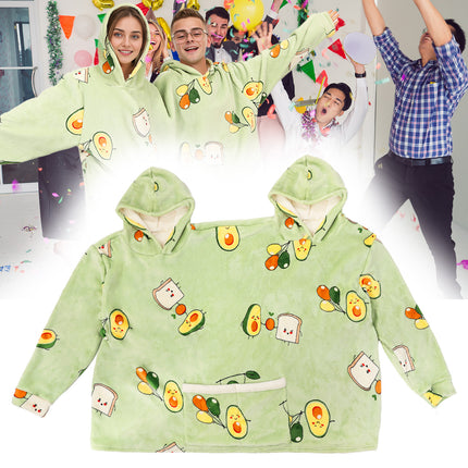 Two-person avocado print shared oversized couples hoodie - product gallery photo 1