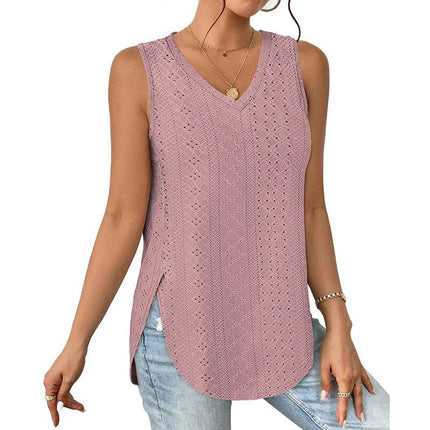 Womens Tank Tops V Neck Embroidery Casaul Sleeveless Shirts