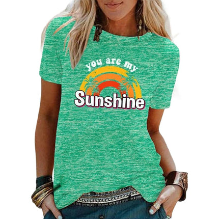 Womens T Shirt Summer Graphic Short Sleeve Crewneck Tees Casual Tops
