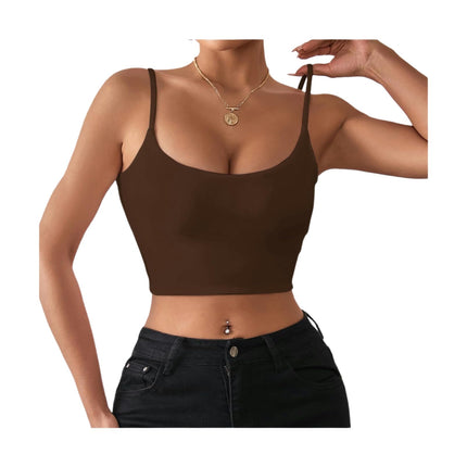 Women's Crop Cami Top Summer Sexy Slim Sleeveless Backless Spaghetti Strap Tank Top
