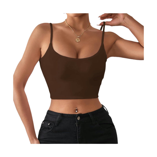 Women's Crop Cami Top Summer Sexy Slim Sleeveless Backless Spaghetti Strap Tank Top