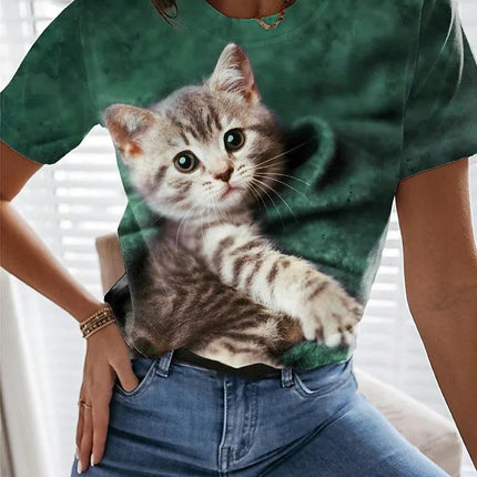 Women's Summer Tops Trendy Short Sleeve Shirts Printed Crewneck Tee