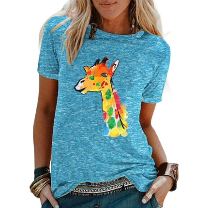 Women's Tops Casual Funny Print Graphic Tee Crew Neck Short Sleeve Summer T Shirts