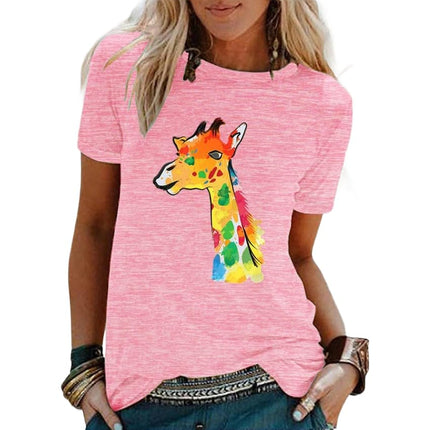 Women's Tops Casual Funny Print Graphic Tee Crew Neck Short Sleeve Summer T Shirts