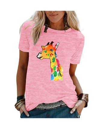 Women's Tops Casual Funny Print Graphic Tee Crew Neck Short Sleeve Summer T Shirts