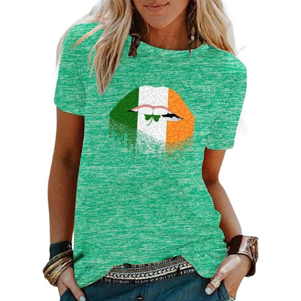 Women's Crew Neck Graphic T Shirts Print Short Sleeve Casual Summer Tops