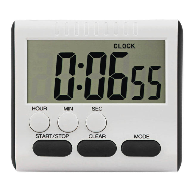 2 Pack Digital Kitchen Timer Big Digits Loud Alarm, Strong Magnetic Backing Stand with Large LCD Display for Cooking Baking Sports Games School Office (White) (GK-NEG2-0W50)