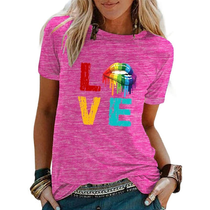 Womens Short Sleeve Graphic Tops Round Neck Tees Summer Cute T Shirts