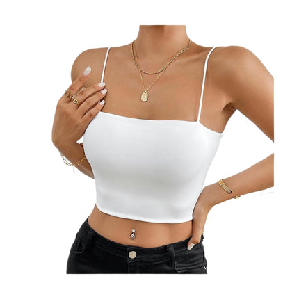 Women's Sexy Spaghetti Strap Basic Cami Tops Square Neck Crop Tank Tops