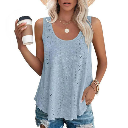 Womens Tank Tops Summer Casual Crew Neck Sleeveless s Top Loose Fit Shirts
