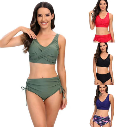 Women High Waisted Bikini Sets Two Piece Swimsuit Push Up Twist Front Bathing Suit
