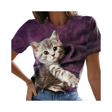 Women's Summer Tops Trendy Short Sleeve Shirts Printed Crewneck Tee