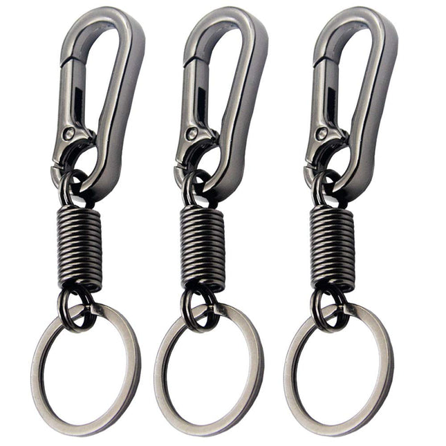 3 Pack Retro Key chain, Carabiner Shape Keychain, Simple Fashion Style Key Chain Ring Keyring Key Holder for Women and Men (Gun Color)