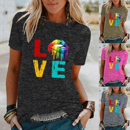 Womens Short Sleeve Graphic Tops Round Neck Tees Summer Cute T Shirts