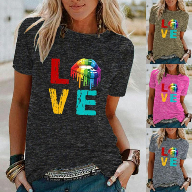 Womens Short Sleeve Graphic Tops Round Neck Tees Summer Cute T Shirts