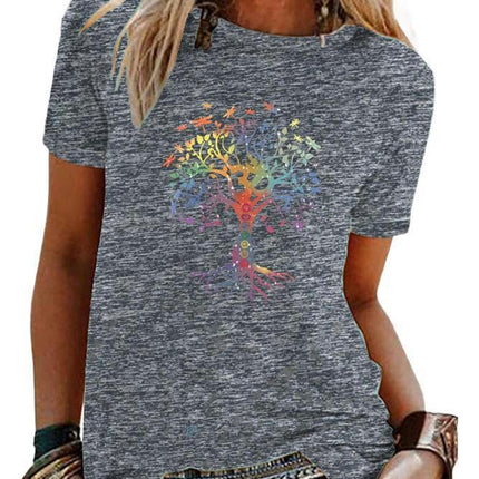 Womens Summer Funny Print Tops Short Sleeve Round Neck T-Shirts
