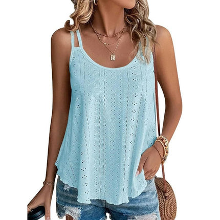 Womens Tank Tops Spaghetti Strap Camisoles Embroidery Scoop Neck Tops
