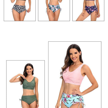 Women High Waisted Bikini Sets Two Piece Swimsuit Push Up Twist Front Bathing Suit