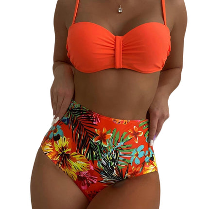 Women's 3 Piece Halter Triangle Tie Side Bikini Swimsuit with Long Sleeves Cover Up Set