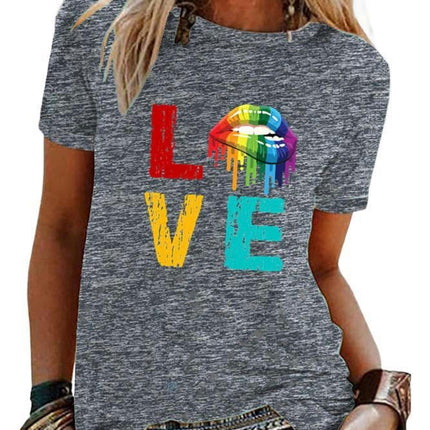 Womens Short Sleeve Graphic Tops Round Neck Tees Summer Cute T Shirts