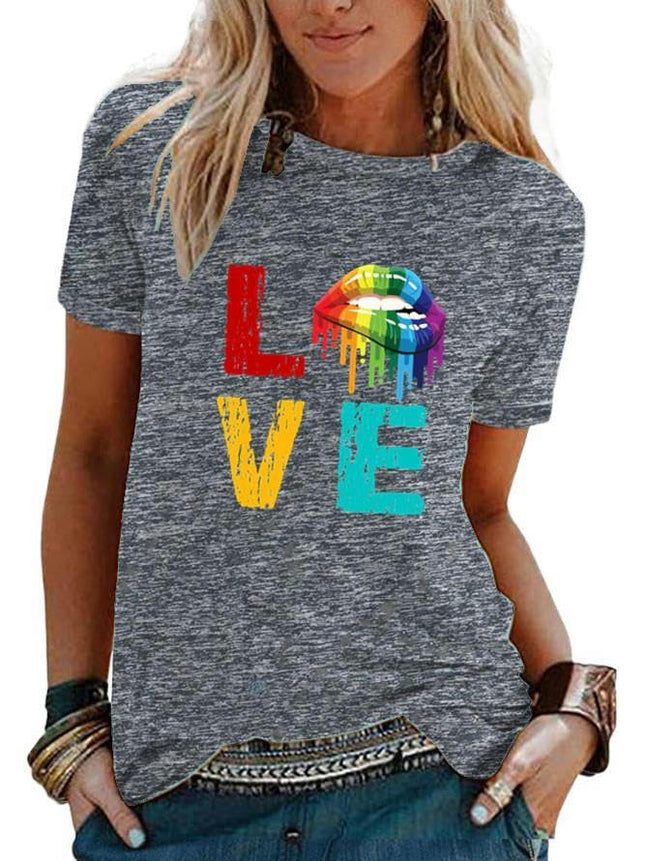 Womens Short Sleeve Graphic Tops Round Neck Tees Summer Cute T Shirts