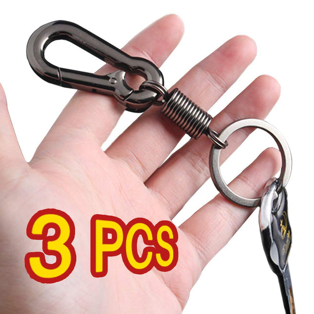3 Pack Retro Key chain, Carabiner Shape Keychain, Simple Fashion Style Key Chain Ring Keyring Key Holder for Women and Men (Gun Color)