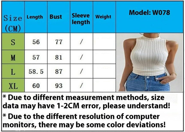 Women Casual Sleeveless Tank Top High Neck Slim Fit Knit Tops