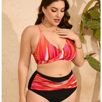 Womens Plus Size Bikini High Waisted Swimsuits Two Piece Bathing Suits Tummy Control Swimwear