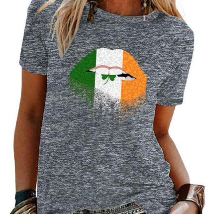 Women's Crew Neck Graphic T Shirts Print Short Sleeve Casual Summer Tops