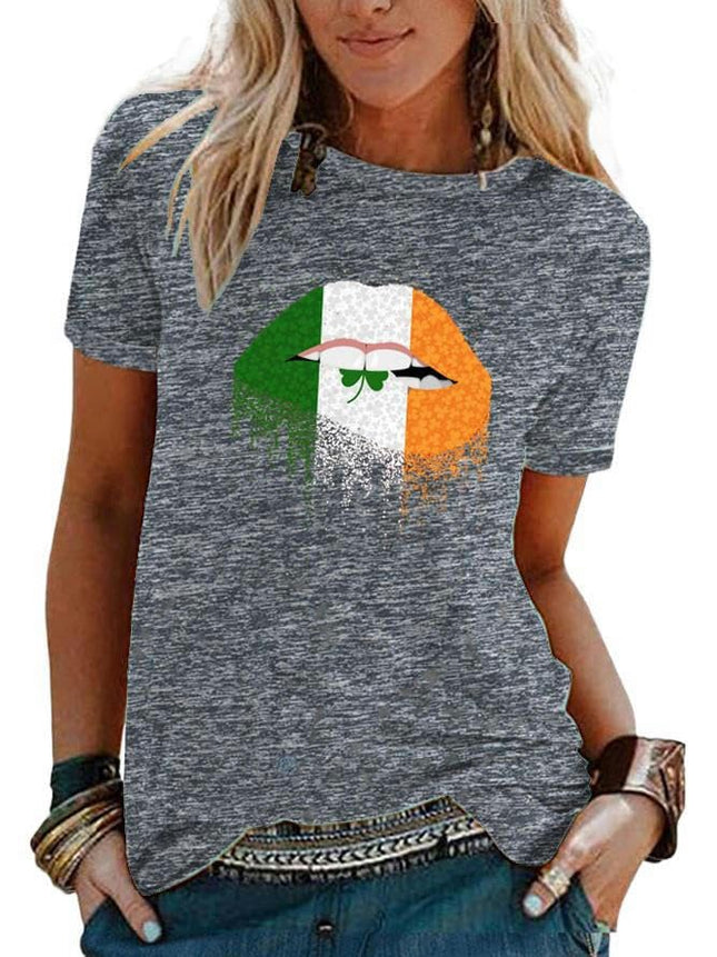 Women's Crew Neck Graphic T Shirts Print Short Sleeve Casual Summer Tops