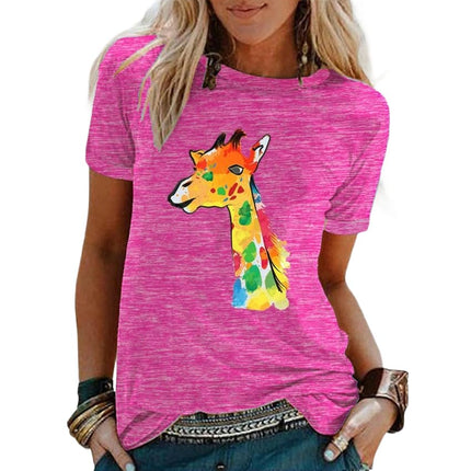 Women's Tops Casual Funny Print Graphic Tee Crew Neck Short Sleeve Summer T Shirts