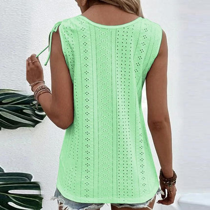 Women's Button Down Tank Tops Scoop Neck Sleeveless T Shirts Blouses