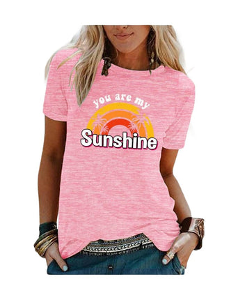Womens T Shirt Summer Graphic Short Sleeve Crewneck Tees Casual Tops