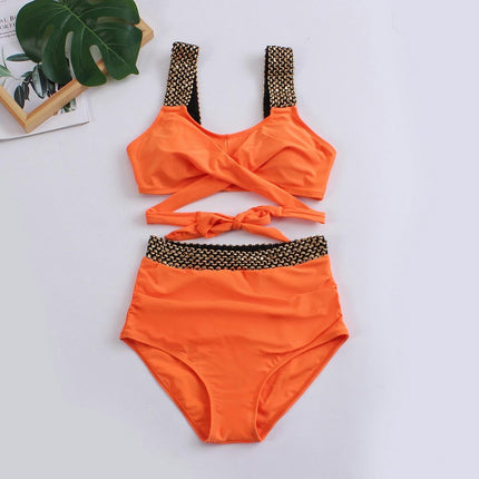 Sexy Bikini Sets for Women High Cut 2 Piece Thong Swimsuit Twist Knot Ruched Swimwear