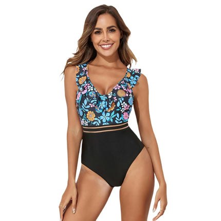 Women Ruffle One Piece Swimsuit Bathing Suit Sexy Tummy Control Monokini Swimwear