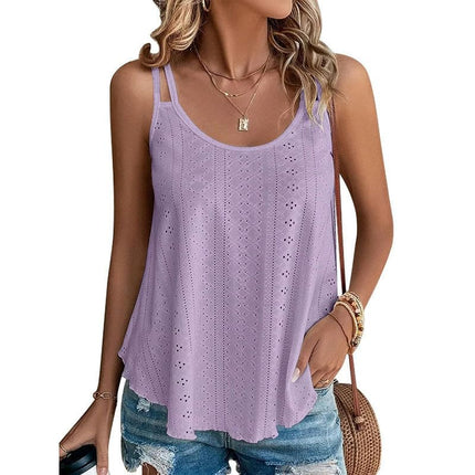 Womens Tank Tops Spaghetti Strap Camisoles Embroidery Scoop Neck Tops
