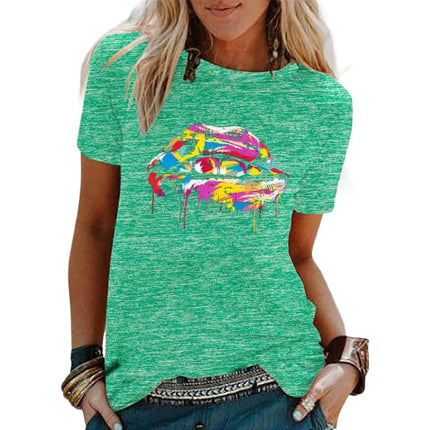 Women's Funny Print T Shirts Graphic Tees Short Sleeve Round Neck Summer Tops