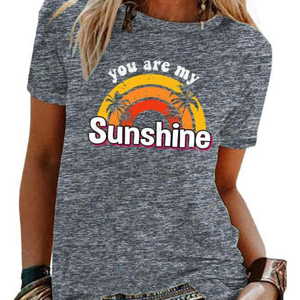 Womens T Shirt Summer Graphic Short Sleeve Crewneck Tees Casual Tops