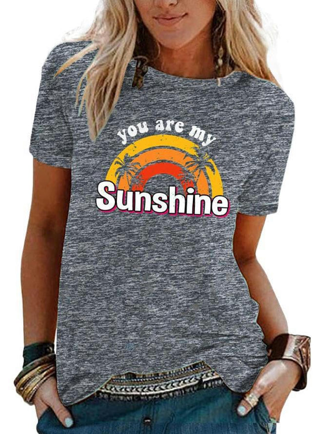 Womens T Shirt Summer Graphic Short Sleeve Crewneck Tees Casual Tops