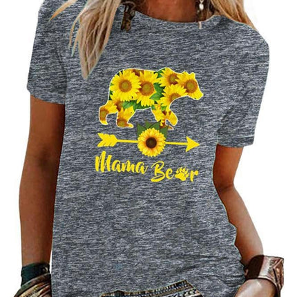 Women's Graphic Print Tops Casual Short Sleeve Summer Crew Neck T Shirt