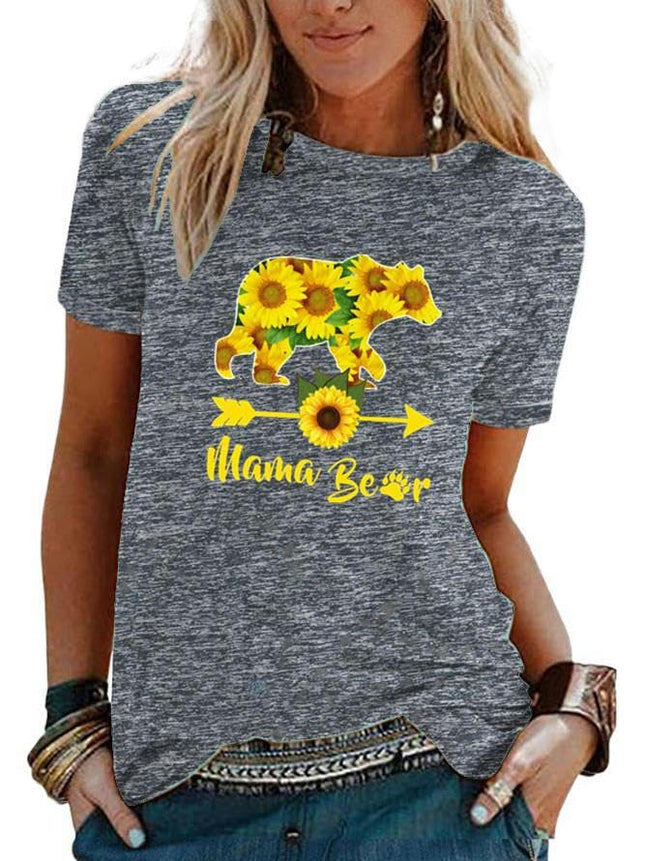 Women's Graphic Print Tops Casual Short Sleeve Summer Crew Neck T Shirt