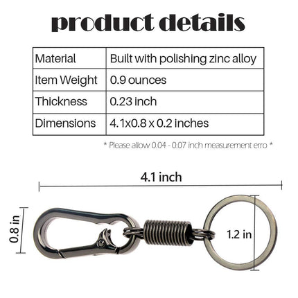 3 Pack Retro Key chain, Carabiner Shape Keychain, Simple Fashion Style Key Chain Ring Keyring Key Holder for Women and Men (Gun Color)